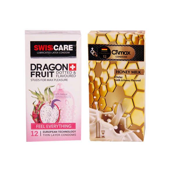 کاندوم سوئیس کر مدل DRAGON FRUIT به همراه کاندوم کلایمکس