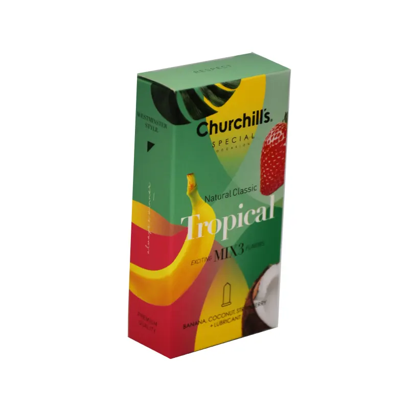 کاندوم چرچیلز مدل Natural Classic Tropical بسته 12 عددی