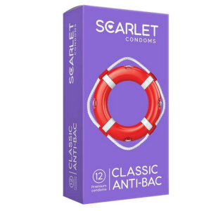 کاندوم اسکارلت مدل CLASSIC ANTI-BAC بسته ۱۲ عددی