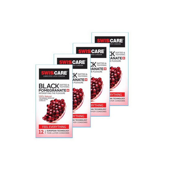 کاندوم سوئیس کر مدل Black Pomegranate مجموعه 4 عددی