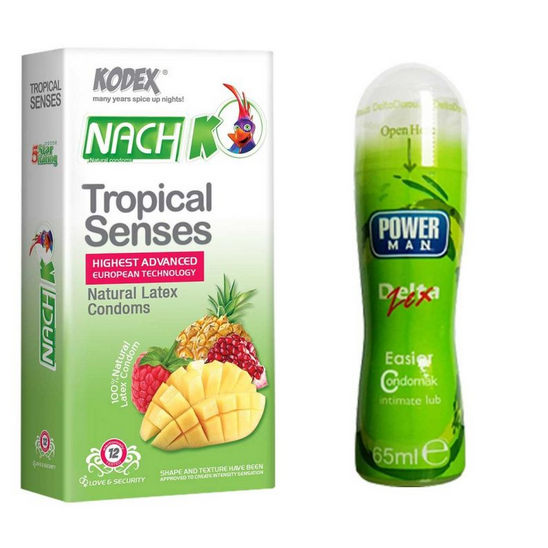 کاندوم کدکس Tropical Senses و ژل آمیزشی روان کننده پاور من Easier