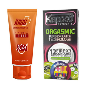 کاندوم کاپوت مدل Orgasmic به همراه ژل آی پلاس مدل lubricant Tight