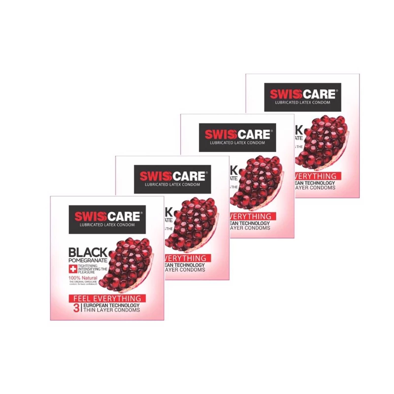 کاندوم سوئیس کر مدل Black Pomegranate مجموعه 4 عددی