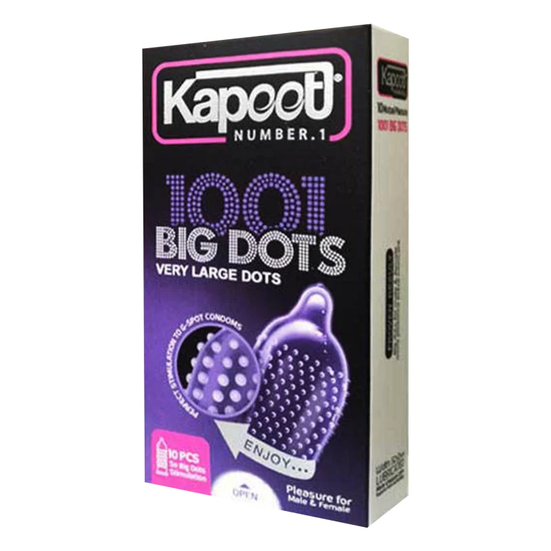 کاندوم کاپوت مدل BIG DOTS بسته 10 عددی همراه کاندوم ناچ کدکس مدل 03